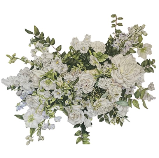 Green and white bouquet created by Wedfully Yours