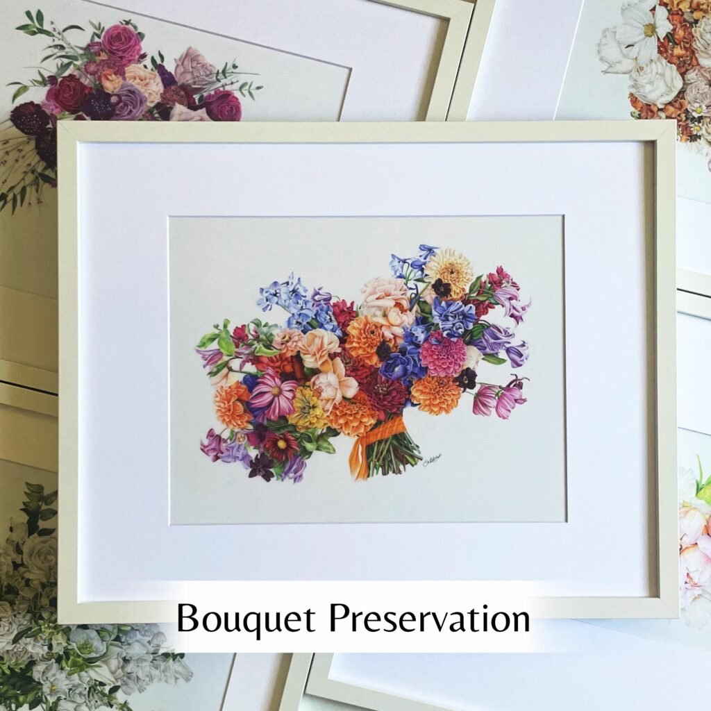 picture of colorful buinch of flowers in a white frame